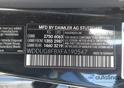2015 Mercedes-Benz S 550 4Matic from USA, damaged, VIN WDDUG8FBXFA190547
